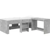 Syfax Hoge Bed Frame met Bureau voor Kinderen Betongrijs 75 x 190 cm