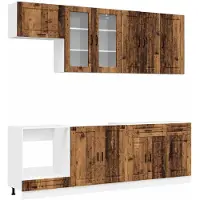 vidaXL Keukenelement PORTO, 8 stuks, gerecycled hout en houtvezel