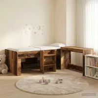 Prolenta Maison Exclusive - Stapelbed met bureau voor kinderen, 2 stuks, gerecycled hout