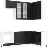vidaXL Keukenelement PORTO, 8 stuks, zwart, houtvezel