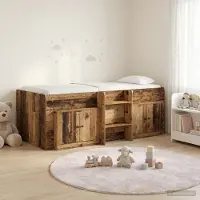 Prolenta Maison Exclusive - Bedframe in loftstijl met kast, 3 stuks, gemaakt van gerecycled hout en houtvezel