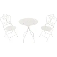 Axi Marilou 3-delige Bistroset Romantisch Wit | Bistro Set met tafel & 2 stoelen | Balkonset van metaal
