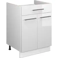 Vicco Onderkast voor spoelbak/kookplaat Fame-Line, Wit Hoogglans/Wit, 60 cm met lade, zonder werkblad