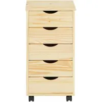 Idimex LAGOS-rolcontainer met 5 lades van massief hout – naturel