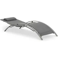 Idimex Tuinligstoel RELAX met verstelbare rugleuning en kussen – Grijs