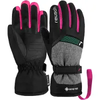 Reusch - Kinder skihandschoenen - Flash Gore-Tex Junior Black Black Melange Pink Glow voor Unisex - Kindermaat 4.5 - Zwart