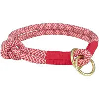 Trixie SOFT ROPE HALSBAND HOND HALF-SLIP ROOD / CREME 50X1 CM