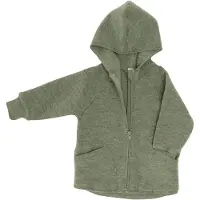Engel - Baby-Jacke mit Kapuze und Reißverschluß - Wollen vest 74/80, olijfgroen