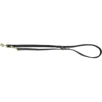 Trixie hondenriem pure verstelbaar leer zwart M-l 200x2 cm