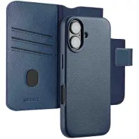 Accezz Leather Bookcase 2-in-1 met MagSafe voor de Apple iPhone 16 - Nightfall Blue