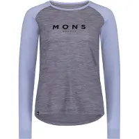 Mons Royale - Dames wandel- en bergkleding - Icon Merino Raglan LS W Grey Heather/Skyline voor Dames van Wol - Maat M - Paars