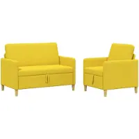 vidaXL Sofa Set Met Opslag 2 st Licht Geel Polyester