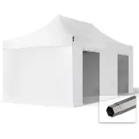 TOOLPORT 3x6 m Easy up partytent PVC met zijwanden, PREMIUM staal 40mm, wit