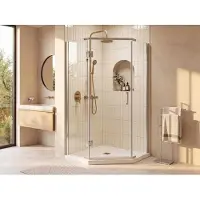 Vente-unique Douchewand met klapdeur - douchebak inbegrepen - ARDIA - 90 x 90 x 185 cm