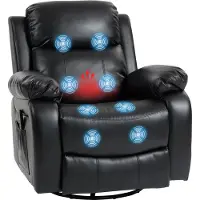 HOMCOM Massage Relaxstoel-Kunstleer, Metaal-98L x 92B x 100H cm-Zwart