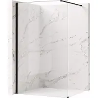 REA Walk-in Douchewand Flexi Transparent / Black 80