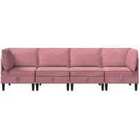 vidaXL Woonkamer Meubelset 4 st Roze Fluweel