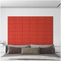 vidaXL Wand Hoofdbord 12 st Rood Kunstleer