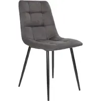 Nest of Nora Set van 2 - Eetkamerstoel Luka - Microfiber met zwarte stalen poten - Grijs