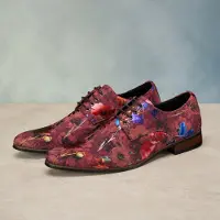 Lureaux Rosso Velour Flora - - Nette Kleurrijke Schoenen Met - Of Zonder - Print - Heren