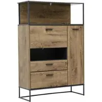 Wohn-Concept Manhattan highboard houtmateriaal/metaal Haveleiche cognac/grafiet