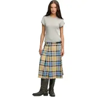 Superdry Geruite Geplooide Midi Rok Blue Grootte: 38