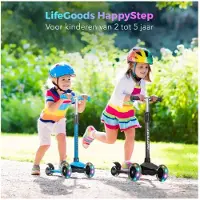 LifeGoods HappyStep - Kinderstep - Step 2-5 Jaar - 3 Lichtgevende Wielen - Zwart