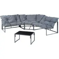 Casa.pro Loungeset Karg tuinset met kussens donkergrijs