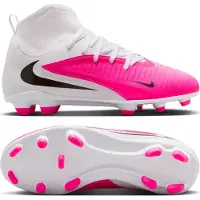Nike Phantom 6 High Club Gras / Kunstgras Voetbalschoenen (MG) Kids Wit Felroze Zwart