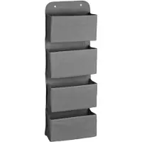 Relaxdays hangende wandorganizer - 4 vakken - deur organizer met ophanghaken - vlies - grijs