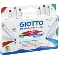 Giotto Turbo Glitter Maxi Stiften - 6 levendige kleuren