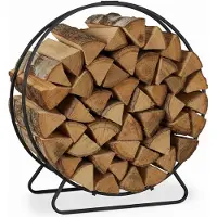 Relaxdays houtrek rond - stapelhulp brandhoutrek - van staal - binnen - 65 x 61 x 26 cm - zwart
