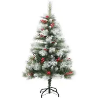 vidaXL Kunstkerstboom met scharnieren dennenappels en bessen 120 cm