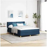 vidaXL Boxspring bed met hoofdeinde Blauw 200 x 140 cm Stof