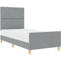 vidaXL Bedframe met hoofdeinde Lichtgrijs 100 x 200 cm Stof