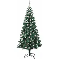 vidaXL Kunststof Voorverlichte Kerstboom Groen 240 cm PVC en Metalen