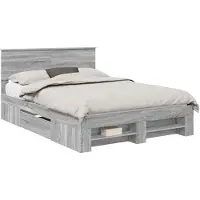 vidaXL Bedframe met hoofdeinde Grijs Sonoma 140 x 200 cm Bewerkt hout
