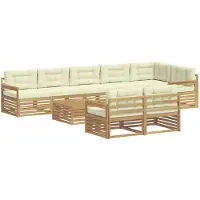 vidaXL Buiten bank set 9 st Wit en crèmekleurig Polyester