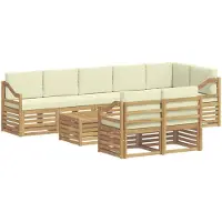 vidaXL Buiten bank set 9 st Wit en crèmekleurig Polyester