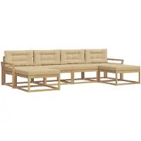 vidaXL Buiten bank set 6 st Wit en Beige