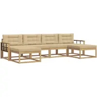 vidaXL Buiten bank set 6 st Wit en Beige