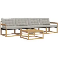 vidaXL Buiten bank set 5 st Wit en Lichtgrijs