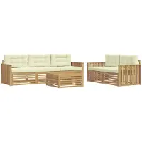 vidaXL Buiten bank set 6 st Wit en crèmekleurig