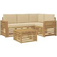 vidaXL Tuinset met 5 zitplaatsen, wit en beige, polyester