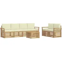 vidaXL Buiten bank set 7 st Wit en crèmekleurig Polyester