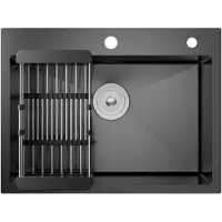 CECIPA MAX CECIPA Spoelbak Met Kraangat – Spoelbak Keuken 60 x 45cm - Enkele spoelbakken - Spoelbakken Keuken – Spoelbakken met afdruip - Antraciet