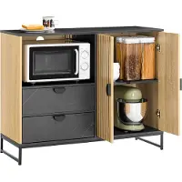 SoBuy Keukenkast Sideboard Dressoir met magnetronvak - eiken-zwart