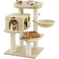 Feandrea Krabpaal voor grote katten met uitkijkplatform, beige
