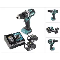 Makita Boormachine + slagboor, DHP 484 RG Accu klopboormachine 18 V 54 Nm Brushless + 2x oplaadbare accu 6.0 Ah + lader (Oplaadbare batterij)