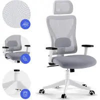 Sense7 TONE - Ergonomische Bureaustoel - Belastbaar tot 130 kg - Verstelbare Rugleuning & Hoofdsteun - Computerstoel - Directiestoel - Max. 190 cm - Wit en grijs